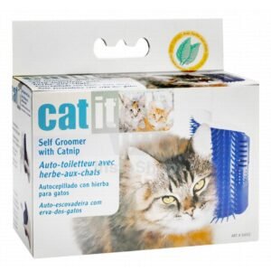 Catit Self Grooming Cat Brush with Catnip – White & Blue | Minipets