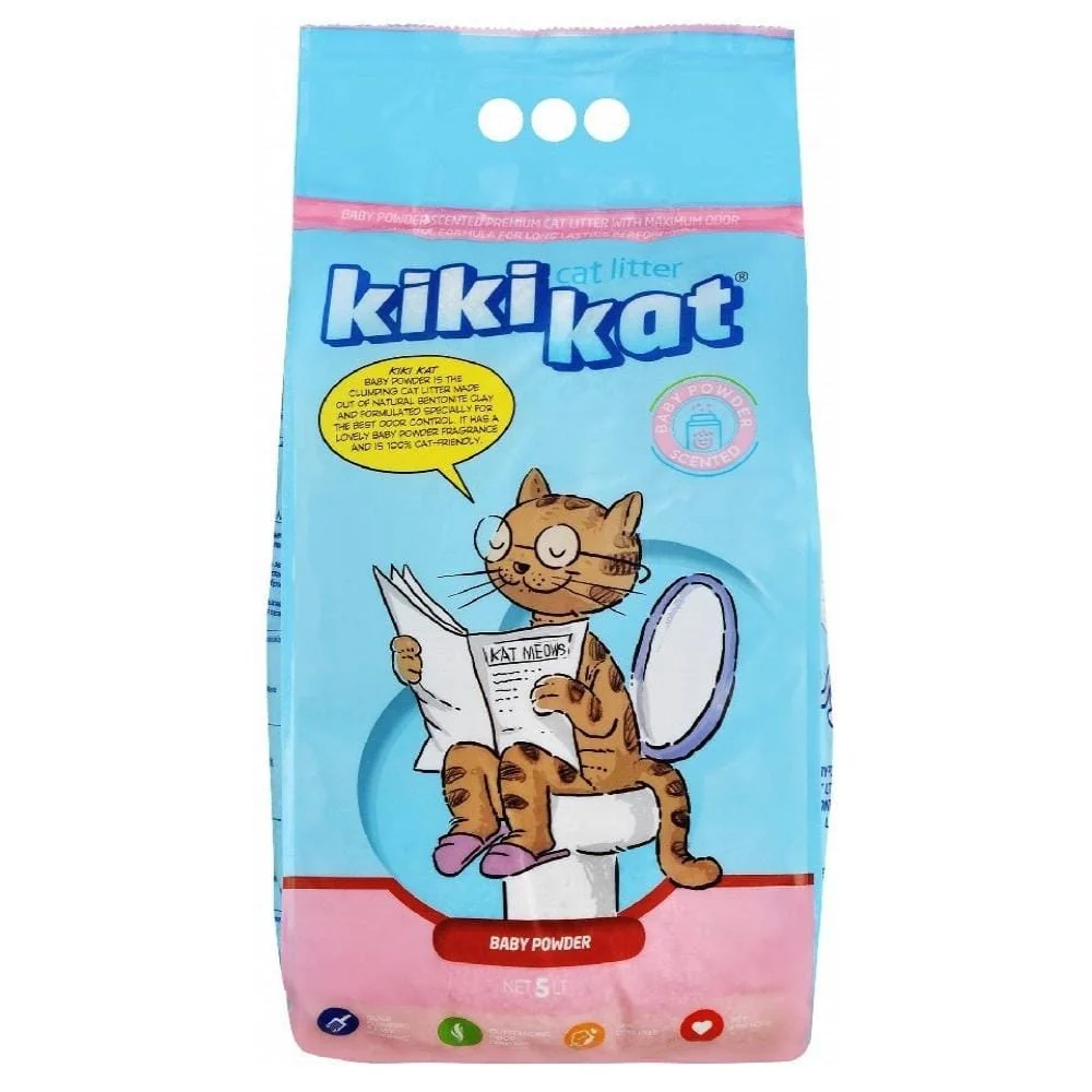 kiki kat cat kiki kat white bentonite clumping cat litter baby powder 5 l 1216183592 kiki kat cat kiki kat white bentonite clumping cat litter baby powder 5 l 1216183592
